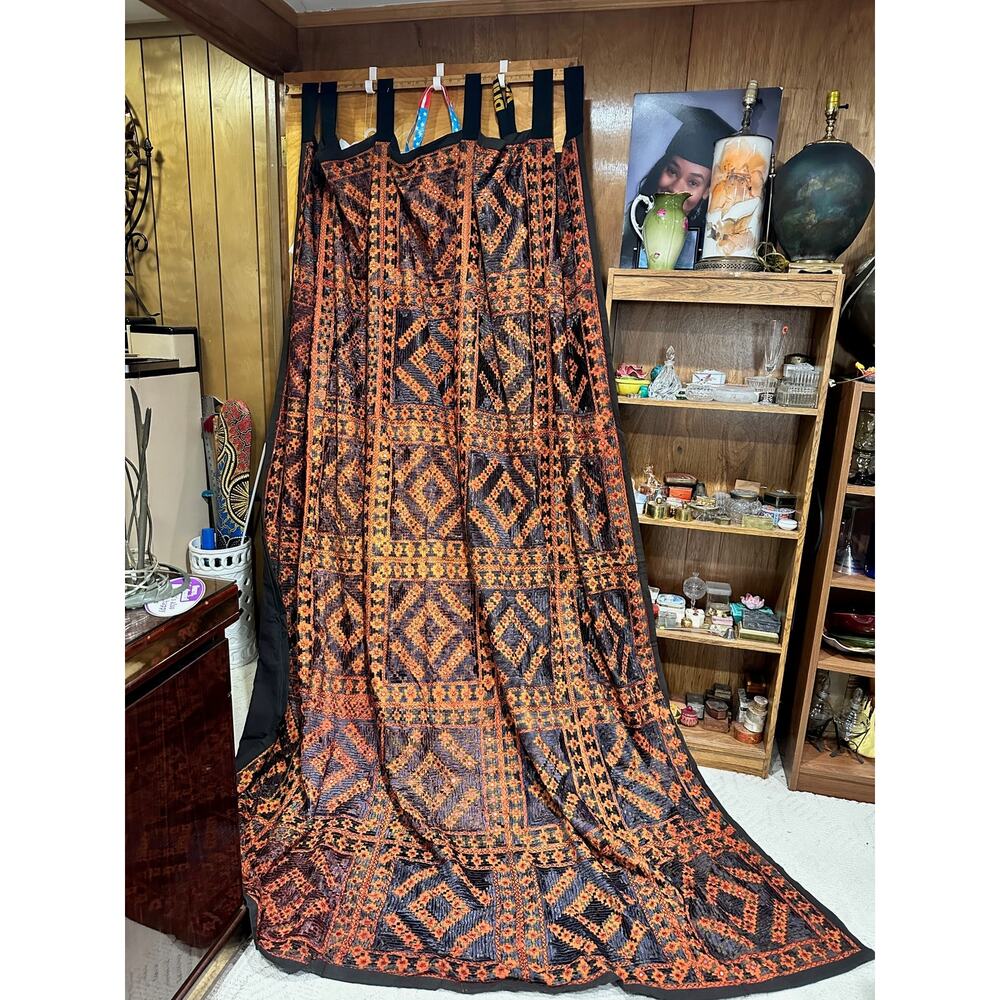Magnificent Vintage Hand Embroidered and Mirrored Tapestry-8 Ft x 6.5 Ft